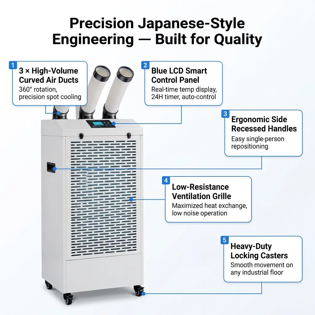 Custom Professional Low Noise 65dB Silent Operation LCD Display Mobile Air Conditioner Portable Industrial AC in Laboratory Custom Professional Low Noise 65dB Silent Operation LCD Display Mobile Air Conditioner Portable Industrial AC in Laboratory