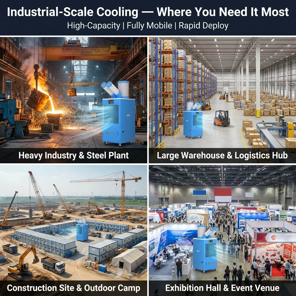 OEM/ODM Portable Industrial AC Unit Caster Wheel Warehouse Server Room Emergency Cooling Temporary Cooling Unit