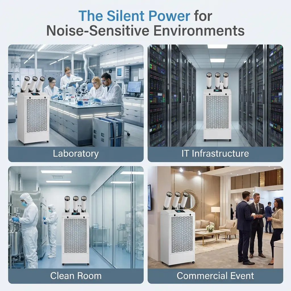 Custom Professional Low Noise 65dB Silent Operation LCD Display Mobile Air Conditioner Portable Industrial AC in Laboratory