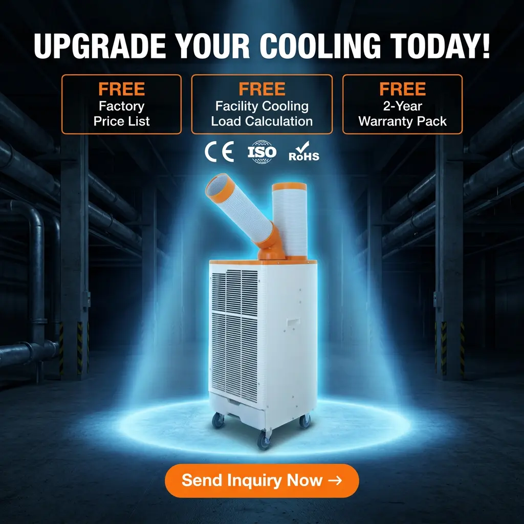 OEM ສີສົ້ມສີຂາວແບບຍີ່ປຸ່ນ 3 Min Rapid Cooling Spot Cooler ເຄື່ອງປັບອາກາດອຸດສາຫະກໍາສໍາລັບກອງປະຊຸມການເຮັດວຽກໂລຫະ