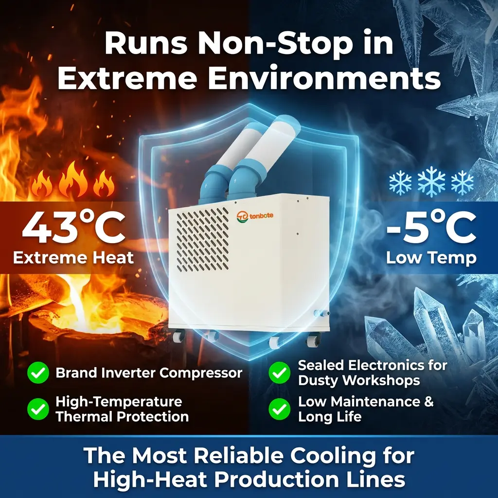 Custom Low Profile White Dual Cooling Duct Plug Play Movable Spot Cooler Portable Industrial AC With Commercial Kitchen