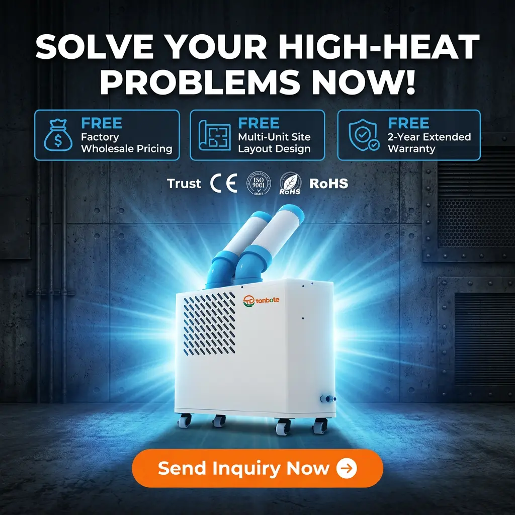 Custom Low Profile White Dual Cooling Duct Plug Play Movable Spot Cooler Portable Industrial AC With Commercial Kitchen