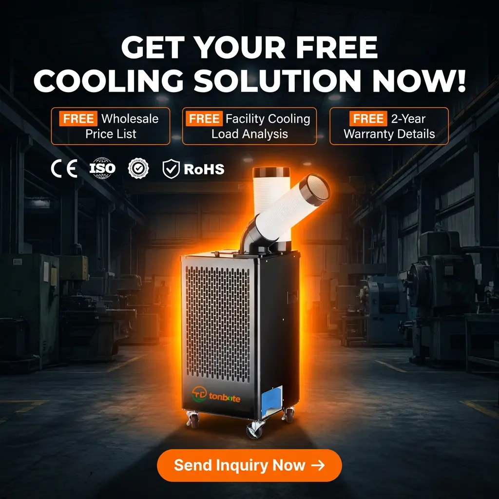 ODM 460m3h Airflow Steel Casing Adjustable Vent Spot Air Conditioner Floor Standing AC in Logistics Storage Warehouse